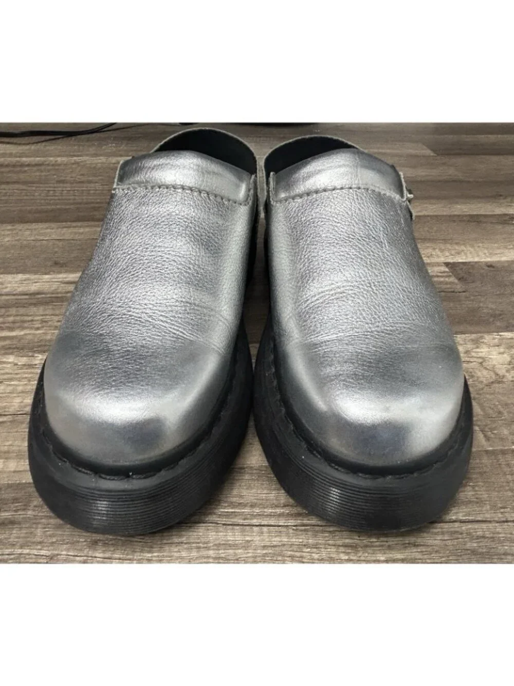 Dr. Martens Laketen Silver Metallic Leather Slingback Mules Mens 10 / Womens 11